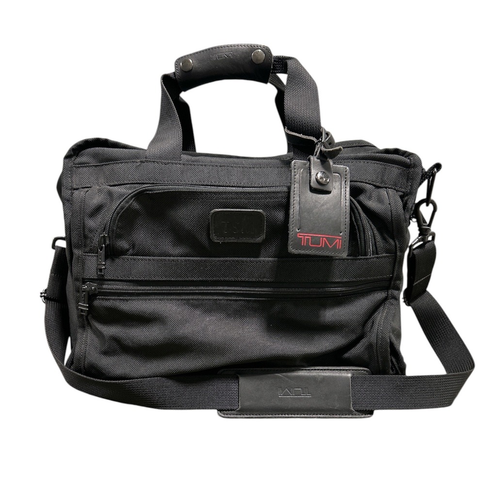 Tumi Ballistic Nylon Messenger Bag Briefcase Black Crossbody Travel Work Bag